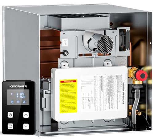 KINGRVER KINGRVER RV Tankless Water Heater - 48,000 BTU Instant Hot Water - 2.5 GPM Propane Gas - Camper Water Heater with Wired Controller - 12 V Consistent Temperature, KRVG48
