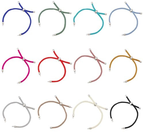 UNICRAFTALE Set di 12 braccialetti in nylon intrecciato in 12 colori, 22,8 cm, braccialetti a scorrimento in nylon con risultati in ottone, catene regolabili per braccialetti fai da te e creazione di
