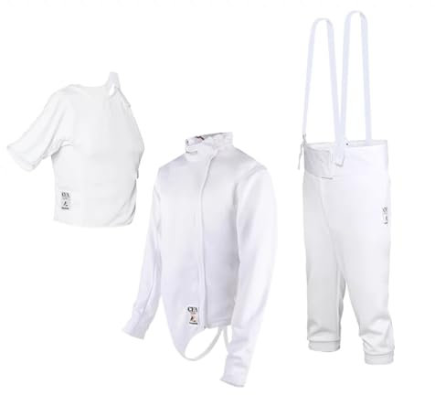 WRYSQBHJYB Fencing Uniform Suit, 450N Jacket Pants Vest 3-Piece Set, Stab Protection, Fencing Gear for Foil Epee Saber - Right Hand(2#)