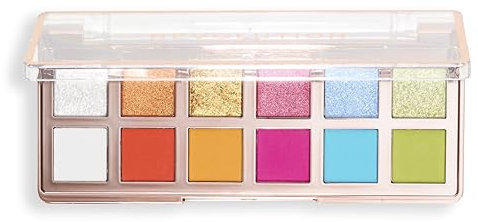 Revolution The Vibrant Icon Brights Palette - 12 pigmentierte Creme-, Matte- und Schimmer-Farbtöne - Kompakte Formel - Vegan & Cruelty-Free