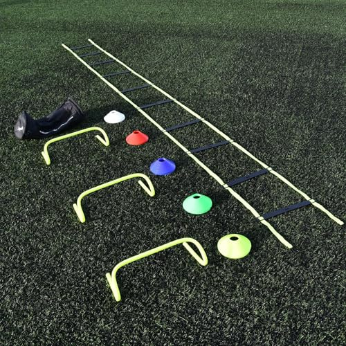 Precision Coach Training Set, Complete Speed Pack, Agility Training Kit, Includes Ladder, Hurdles, Markers, Carry Bag, for Football, Rugby, Fitness Drills