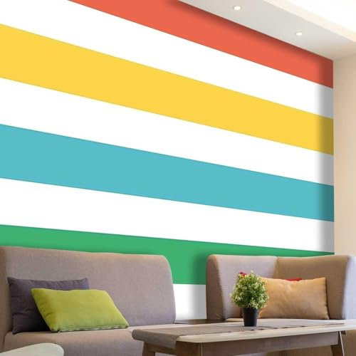 Fotomurales Decorativos Pared Geometría de Rayas 400x280 cm Papel Pintado Tejido No Tejido Colores Del Arco Iris Fotomural 3D Mural Paredes Papel Tapiz Decoración Salón o Dormitorio a.7742