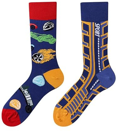 NxnChc Calcetines Divertidos Unisex para Mujer y Hombre con Diseños Asimétricos en Par - Temas Animales, Comida, Fruta, Deporte y Arte en Algodón - Ideal para Regalos