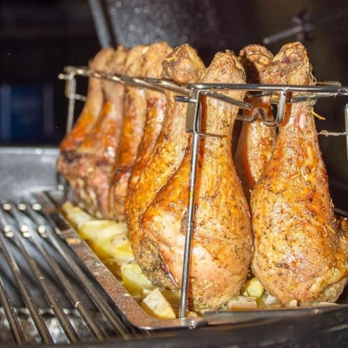 Bandeja de parrilla para patas de pollo con 14 ranuras en acero inoxidable 430 compatible con horno y parrilla exterior