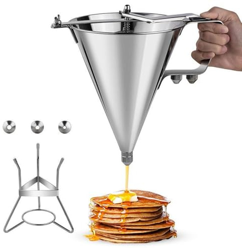 Dispenser per Pastella in Acciaio Inossidabile da 1800 Ml - Imbuto di Grande Capacità per Pancake, Cupcake, Pasticceria, Cottura al Forno | Nessun Versamento di Precisione Utensili da Cucina