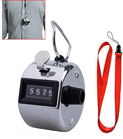 ABMRO Hand Held Tally Counter with Lanyards,4 Digit Metal Mechanical Click Counter for Knitting,Golf Scorer,Lap,Counting People