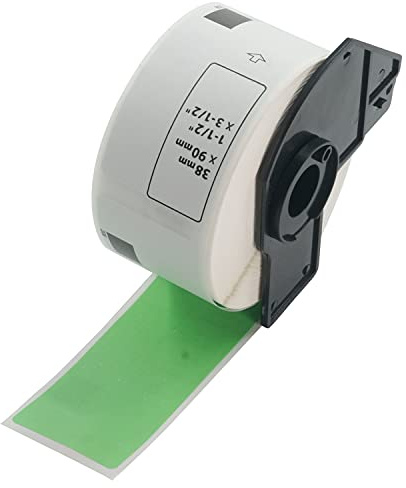 BETCKEY - 1 Rotolo DK-11208 Etichette per Indirizzi Compatibile con Brother, 38mm x 90mm, 400 Etichette Colorate Verde per Stampanti di Etichette Brother QL