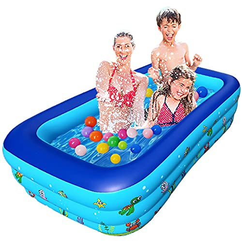 TONGQU Inflatable Swimming Pool for Kids, Rectangular Family Swimming Paddling Pool, Summer Water Party, for Garden Backyard Outdoor - Beautiful Gifts for Kids