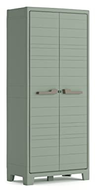 Keter Armoire Utilitaire Planet Outdoor en Résine Multifonctions pour Intérieur et Extérieur - Étagères et Pieds Ajustables - Canessable - 80 x 44 x 182 cm - Vert Jade -80% Recyclé