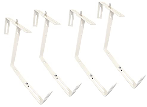 Spetebo Metall Blumenkasten Halter im 4er Set - weiß - Verstellbare Halterung für Balkongeländer - Pflanzen Blumen Kasten Balkon Mauer