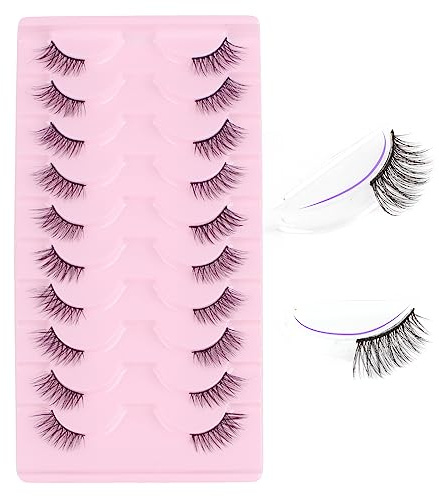 Oreola False Eyelashes 10 Pairs Half Lashes Natural Cat Eye Lashes Wispy