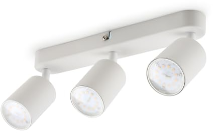 da LIGHT Lampada da soffitto a LED a 3 luci, girevole e orientabile, 30 cm, GU10 (senza lampadina), retrò/vintage, 230 V, colore bianco, per soggiorno, camera da letto, cucina, DAL1130