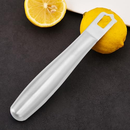 Rallador de Limón de Acero Inoxidable, Rallador de Limón de Acero Inoxidable con Cuchillo de Canal Especialmente Diseñado y Herramienta para Pelar Frutas de Cocina con Aro para