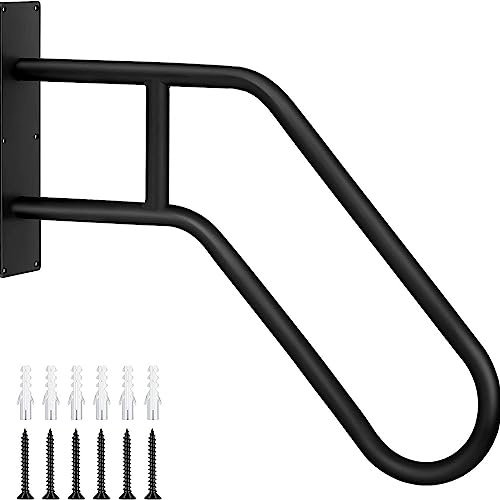 LQSYBHD Exterior Pasamanos Barandilla de Garaje,Montaje En Pared Pasamanos Negro Mate 1-3 Pasos Pasamanos para Escalones Al Aire Libre,Jardín Porche Seguridad Barra de Apoyo