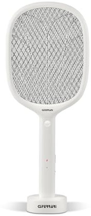 G3 Ferrari G90048 Schianto Racchetta Anti-Zanzare, Alta Potenza, USB Type-C Ricaricabile, 3 Strati in Rete, Luce UV, Indicatore di Tensione, Base per appoggio