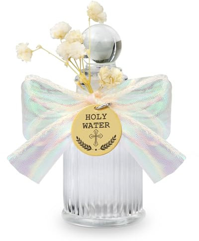 Botella de Agua bendita, Botella de Agua de Vidrio vacía Religiosa católica Cristiana para Regalo de Recuerdo de Fiesta de Bautismo de Boda de Iglesia (1pcs Glass Bottle)