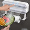 BAIFULAI 3 in 1 Frischhaltefolienspender mit Küchenrollenhalter, Folienschneider mit Wandrollenhalter, Magnetisch Küchenrollenhalter Ohne Bohren, Wand Folienspender, Alufolienspender und Frischhalte