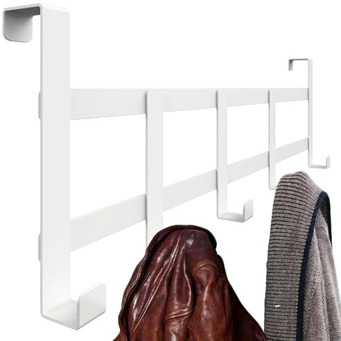 4happy Appendiabiti da Porta, Colore Bianco - Attaccapanni da Porta per Ogni Luogo, Appendino Robusto con Elevata Capacità di Carico, Utili Ganci