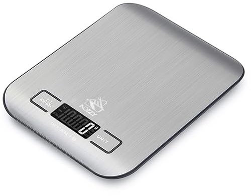 Balance de cuisine numérique 1 g - 5 kg - Capteur de haute précision - Piles incluses - Écran LED lumineux