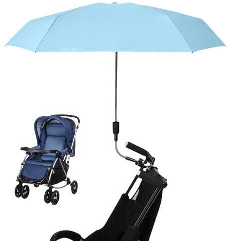 Sporgo Sonnenschirm Kinderwagen: UV Schutz 50+ Universal Kinderwagen Sonnenschirm, Verstellbar Sonnenschirm Buggy, Sonnenschutz Kinderwagen, für Rund und Ovalrohre, Sonnenschirm Durchmesser 90 cm