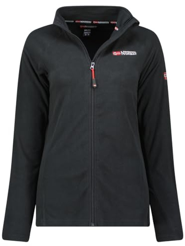 Geographical Norway Tugama Lady Fz - Pile sottile da donna caldo con chiusura a zip, giacca autunno inverno primavera calda da donna - manica lunga - maglione pelliccia morbida comfort (nero M), Nero