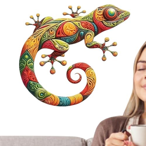 Bexdug Lizard Decor - Esculturas de pared de metal de | Escultura colorida impermeable de hierro, decoración del hogar para jardín, patio, valla, patio, puerta delantera