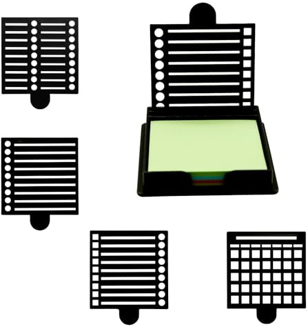 Sticky Note Holder with Five Different Templates & Sticky Notes,Dispenser Applicable Size 3x3 Inches, Sticky Stencil & Holder Suitable for Home or Office Use
