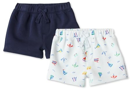 Amazon Essentials x Sofia Grainge Pantalones Cortos de Felpa Francesa de Punto sin Cordones Bebé-Niños, Pack de 2