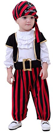 LXKIKMM May's Baby Boys Captain Infant Costumes Cap Stinker Pirate Costume 4pcs Set