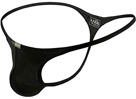 sandbank Men’s Single Pack Brief Ice Silk Sexy Low Rise Body Building Thongs G-strings Bikini Underwear Black Single Pair UK L(Tag XL)