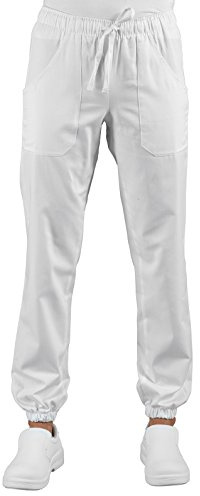 Pantalón médico enfermera blanco hombre mujer con elástico en el tobillo Super Stretch 044878 Bianco XXL