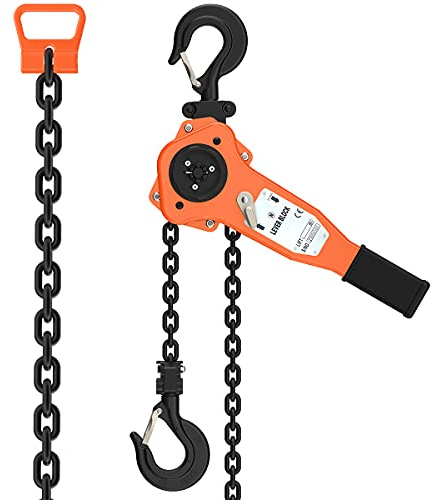 Amarite Lever Chain Hoist, 1.5 Ton / 3300 lbs Capacity, 10ft G80 Chain, Manual Ratchet Hoist for Lifting, Pulling and Binding Heavy Loads