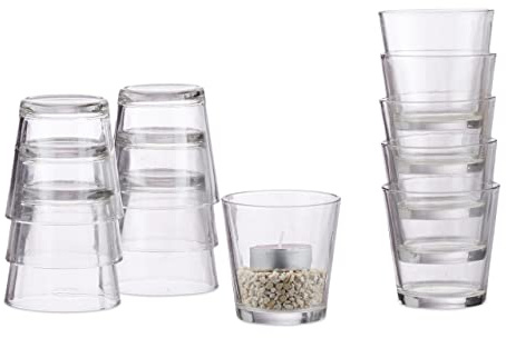 Relaxdays 96 x Teelichtglas, konisch, Tischdeko, Gläser für Dessert, Votivgläser, Gastgeschenk, Teelichtgläser 7,5 cm Ø, klar