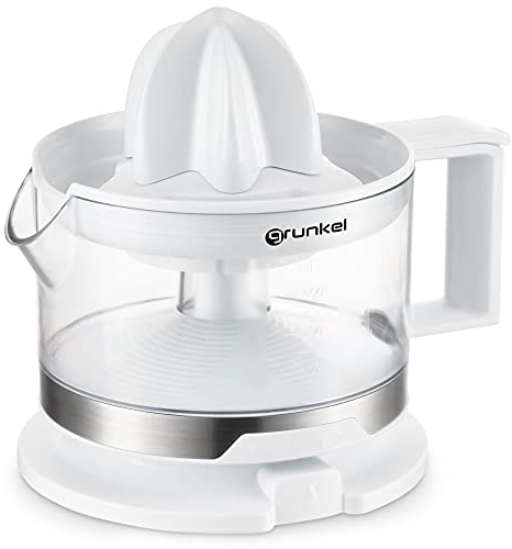 Grunkel - Exprimidor de naranjas y cítricos eléctrico - XP-545BL - Dos conos intercambiables, regulador de pulpa 5 niveles, doble giro, jarra extraíble de 500 ml y desmontable fácil limpieza - 40W