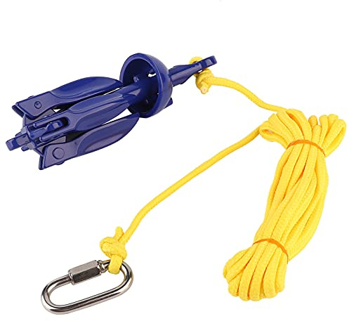 Nimomo Kit Ancla Plegable Barco Pequeña Ancla Moto, Plegable Barco Pequeña, Portátil para Kayak, Canoa Duradera Barco, Aluminio, Inflable Hebilla Cuerda