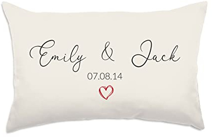 rucomfy Fibre Filled Custom Gift Cushion for Him or Her - Personalised Name and Date Home Decor Picture Throw Pillow for Birthday Wedding Anniversary - Cream (60 x 40cm)