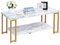 LIFEZEAL Couchtisch Marmor Optik, Rechteckiger Wohnzimmertisch mit Ablage, 2 Ebene Sofatisch aus Metallrahmen, Kaffeetisch Beistelltisch Modern 100x49x45cm, Weiß & Gold