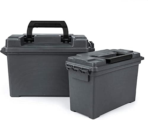 VicBre Caja de Municion,Caja de plástico para municiones, Lata de munición, Combo de 2/ gris
