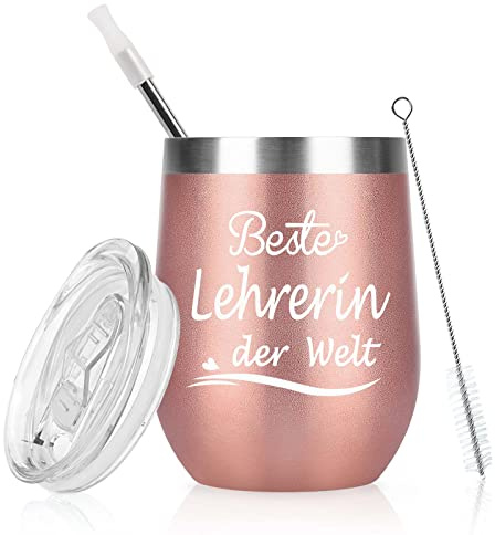 Livole Present Till Lärare - Avskedsgåva, Tack Present - Bästa Lärare i Världen - 350 ml To Go Mugg, 32 oz Rostfritt Stål Vakuum Termosmugg för Kaffe