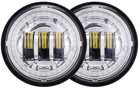 PINTLE Motorrad Scheinwerfer Für Touring Electra Glide Road King Street Glide 7 Zoll runder Motorradscheinwerfer + 4,5 Zoll Nebelscheinwerfer-Adapterring