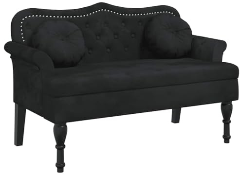 vidaXL Banco con Cojines Terciopelo Negro 120,5x65x75 cm