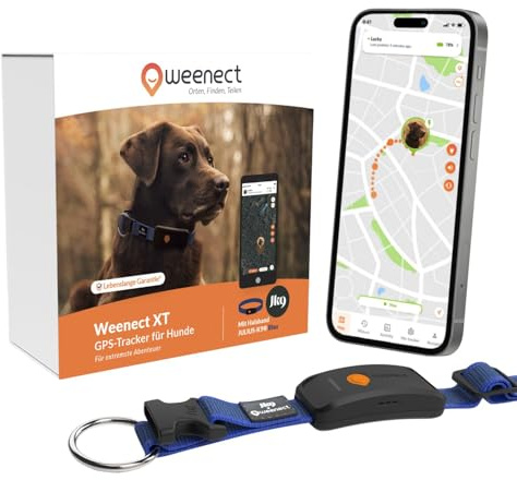 Weenect Dog XT - NEW GPS Collar for Dogs | XL Antenna | Waterproof | Julius-K9 Ultra-Durable Integrated Blue Collar Subscription required