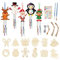 SULIUDAJI 5 Pcs Campane A Vento DIY E 12 Decorazioni Albero Di Natale In Legno Scacciapensieri Natalizi Per Bambini Fai Da Te Campanelli A Vento Di Natale In Legno Per Dipingere