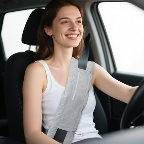 RoamReady Seat Belt Pillow for Post Surgery, Heart Surgery Pillow, Protector for Breast Cancer, Mastectomy Seatbelt Cushion, Hysterectomy Recovery Pads Must Haves for Adults(Light Gray)