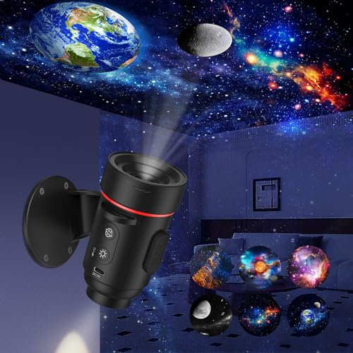 Proiettore Stelle Soffitto HD Planetario Ricaricabile con Batteria 2000mAh, Supporto da Parete, Proiettore di Galassie Skylight per Decorazioni Camera da Letto
