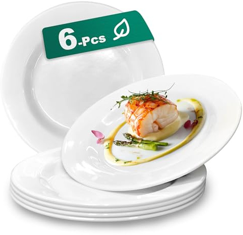 6 Set 8 Zoll Teller Unzerbrechliche Leichte Dessertteller – Weiße Essteller Spülmaschinenfest Für Die Outdoor Küche Kinder Snack Kratzfest Geschenk Für Hochzeit Zuhause Den Täglichen Gebrauch