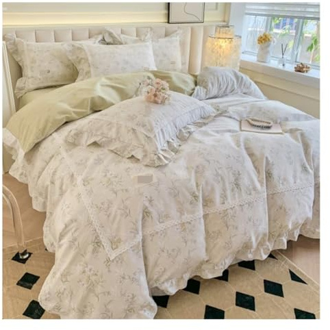 Set di piumoni Queen 4 pezzi Set di lenzuola in cotone Set di biancheria da letto matrimoniale morbido e confortevole per la casa Dormitorio Biancheria da letto completa morbida (Letto da 2 m)