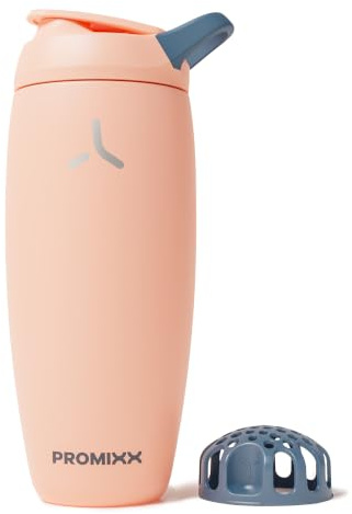 Promixx Pursuit Isolerad Shaker – 700ml Dubbelvägg Rostfritt Stål Proteinmixer med Snap-Fit för Iskalla Shakes – Läcksäker för Fitness och Resor – Korall