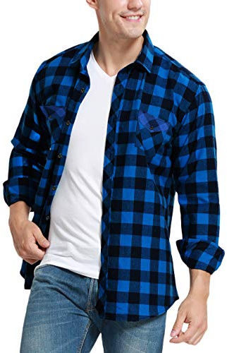 JEETOO Homme Chemise à Carreaux Manche Longue Casual Slim Fit en Flanelle Chemise d'affaires Chaude