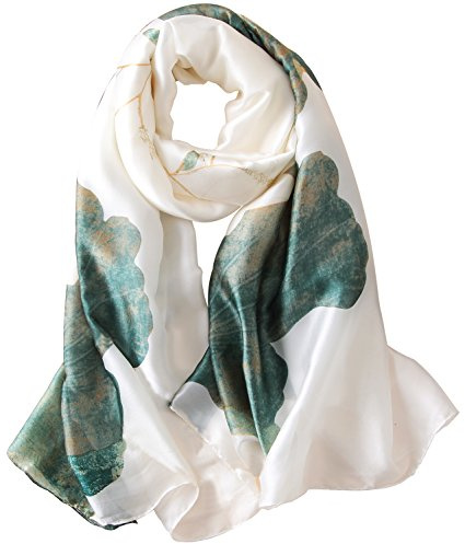 NUWEERIR Womens 100% Large Mulberry Silk Scarf Long Satin Scarf Fashion Lightweight Wraps